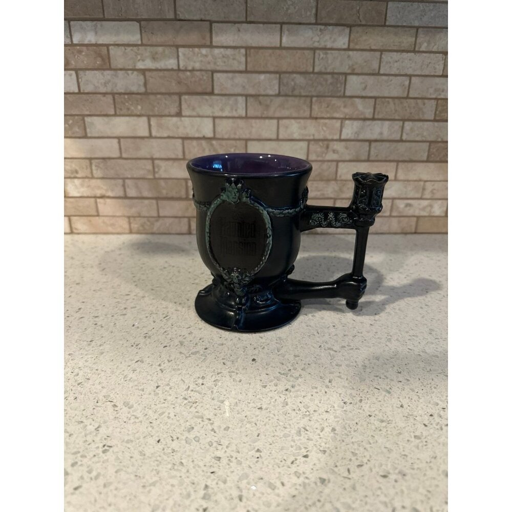 Disney Parks The Haunted Mansion Plaque Ceramic Pedestal Coffee Mug Discontinued
